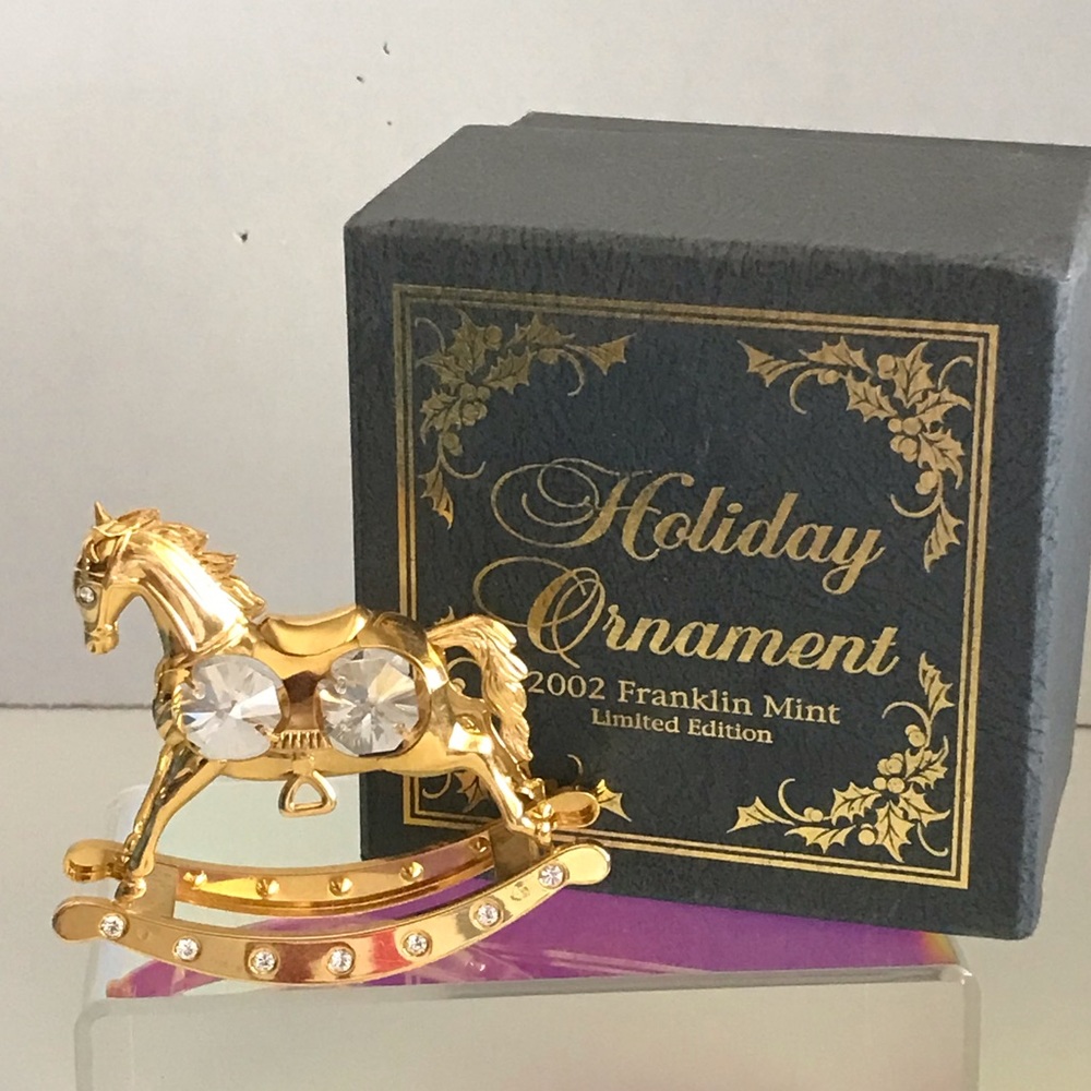 2002 Franklin Mint Holiday Ornament Limited Edition Jeweled Rocking Horse